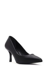 کفش زنانه چرم مشکی پاشنه‌نازک استیلتو دری مد