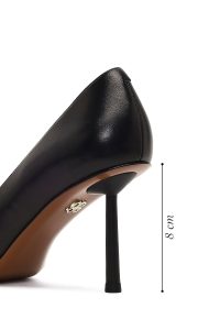کفش زنانه چرم مشکی پاشنه‌نازک استیلتو دری مد