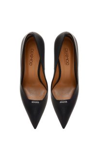 کفش زنانه چرم مشکی پاشنه‌نازک استیلتو دری مد