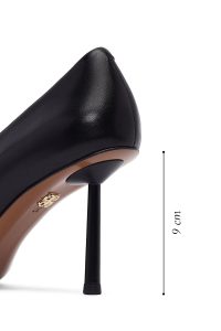 کفش زنانه چرم مشکی پاشنه‌نازک استیلتو دری مد