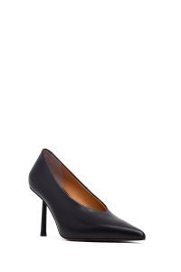 کفش زنانه چرم مشکی پاشنه‌نازک استیلتو دری مد