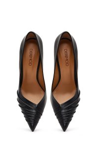 کفش زنانه چرم مشکی پاشنه‌نازک استیلتو دری مد