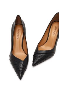 کفش زنانه چرم مشکی پاشنه‌نازک استیلتو دری مد