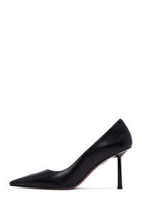 کفش زنانه چرم مشکی پاشنه‌نازک استیلتو دری مد