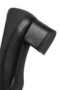 کفش زنانه چرم مشکی پاشنه‌کوتاه ضخیم دری مد