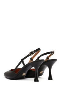 کفش زنانه چرم مشکی پشت‌باز پاشنه‌دار دری مد