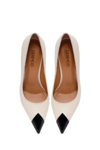 کفش زنانه چرم کرم پاشنه‌نازک استیلتو دری مد