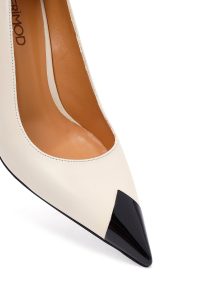 کفش زنانه چرم کرم پاشنه‌نازک استیلتو دری مد