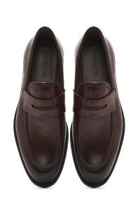 کفش لوفر رسمی مردانه قهوه‌ای چرمی دری مد