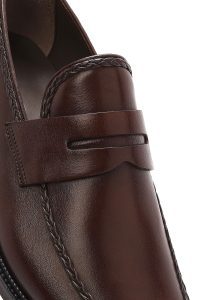 کفش لوفر رسمی مردانه قهوه‌ای چرمی دری مد