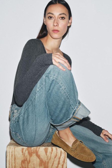 کفش لوفر زنانه جیر آستر پشمی مصنوعی زارا – ZARA