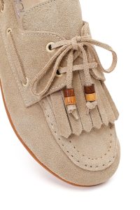 کفش لوفر زنانه جیر بژ منگوله‌دار دری مد