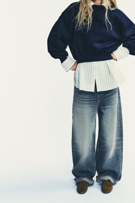 کفش لوفر زنانه جیر دوخته‌دار زارا – ZARA