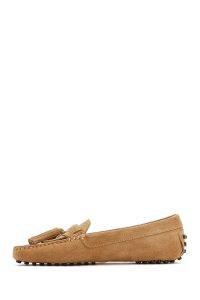 کفش لوفر زنانه جیر شتری منگوله‌دار دری مد