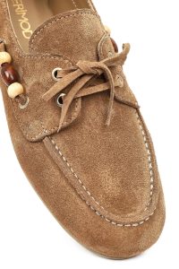 کفش لوفر زنانه جیر قهوه‌ای با جزئیات اکسسوری دری مد