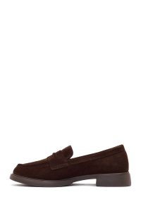 کفش لوفر زنانه جیر قهوه‌ای دری مد