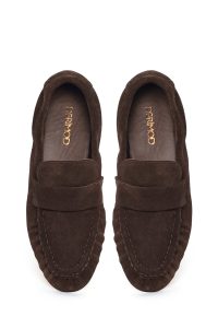 کفش لوفر زنانه جیر قهوه‌ای مدل ماسکولن دری مد