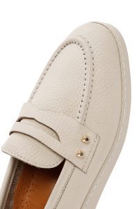 کفش لوفر زنانه چرم بژ دری مد