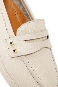 کفش لوفر زنانه چرم بژ دری مد