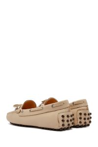 کفش لوفر زنانه چرم بژ پاپیونی دری مد