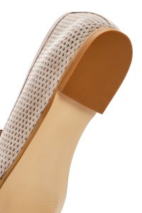 کفش لوفر زنانه چرم جیر بژ توری دری مد