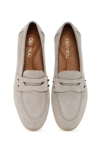 کفش لوفر زنانه چرم جیر ویزون با نگین دری مد