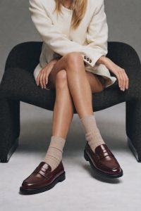 کفش لوفر زنانه چرم زرشکی مدل ماسکولن دری مد