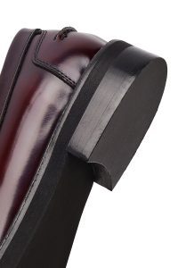 کفش لوفر زنانه چرم زرشکی مدل ماسکولن دری مد