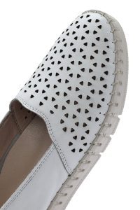 کفش لوفر زنانه چرم سفید راحتی دری مد