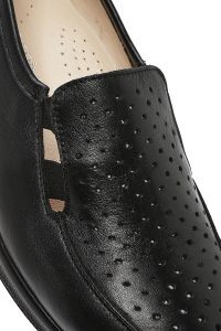 کفش لوفر زنانه چرم مشکی طبی لژدار دری مد