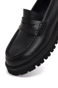 کفش لوفر زنانه چرم مشکی لژدار دری مد