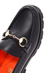 کفش لوفر زنانه چرم مشکی لژدار مدل ماسکولن دری مد Flex