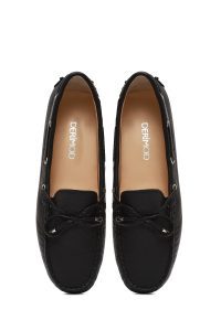 کفش لوفر زنانه چرم مشکی منگوله‌دار دری مد