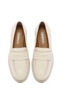 کفش لوفر زنانه چرم کرم دری مد