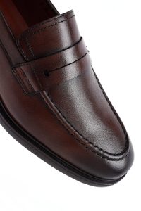 کفش لوفر مردانه قهوه‌ای چرم دری مد