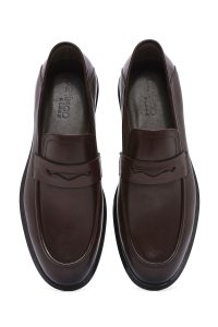 کفش لوفر مردانه قهوه‌ای چرم روزمره دری مد