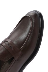 کفش لوفر مردانه قهوه‌ای چرم روزمره دری مد