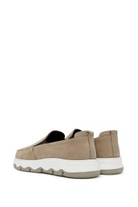 کفش لوفر مردانه چرم نوبوک بژ ویزون راحتی دری مد