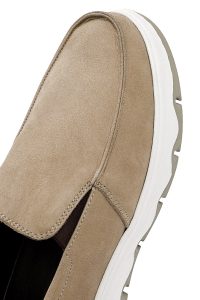 کفش لوفر مردانه چرم نوبوک بژ ویزون راحتی دری مد