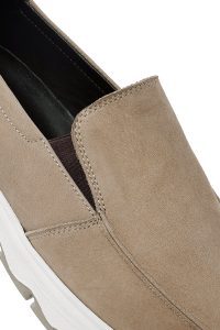 کفش لوفر مردانه چرم نوبوک بژ ویزون راحتی دری مد