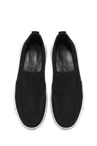 کفش لوفر مردانه چرم نوبوک مشکی راحتی دری مد