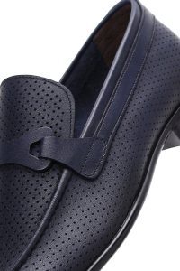 کفش لوفر کلاسیک مردانه سرمه‌ای چرمی دری مد