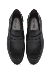 کفش لوفر کلاسیک مردانه مشکی چرمی دری مد