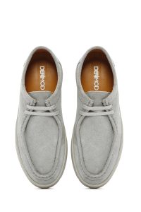 کفش مردانه جیر طوسی بندی کژوال دری مد