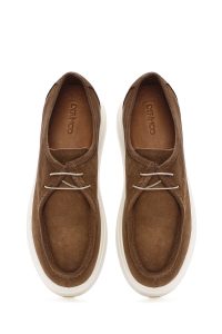 کفش مردانه جیر عسلی بندی کژوال دری مد