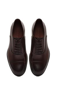 کفش مردانه قهوه‌ای بنددار چرم کلاسیک کفش دری مد