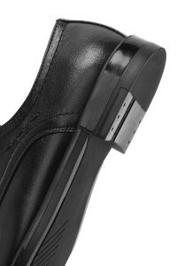 کفش مردانه مشکی بنددار چرم کلاسیک کفش دری مد