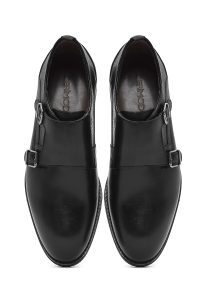 کفش مردانه مشکی دو سگک‌دار چرم کلاسیک کفش دری مد