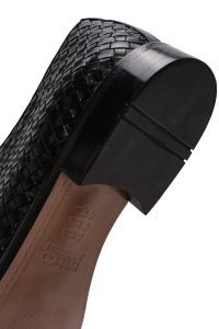 کفش مردانه مشکی چرم بافت‌دار کلاسیک کفش دری مد