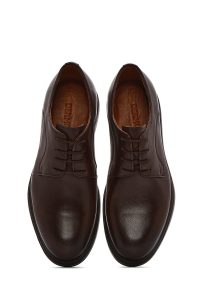 کفش مردانه چرم قهوه‌ای بندی کژوال دری مد